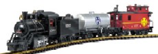 Capture the excitement of the Old West with this authentic American starter set! It includes a Santa Fe steam loco with a tender, tank car and four-axle caboose. The set also includes a full circle of track, a UL-listed 1 amp power pack, quick-connect cable, instructions and more. It�s all you need to start exploring the west and the World of LGB!