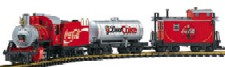 The biggest name in refreshment meets the biggest name in big trains! This colorful set includes a 2-4-0 steam loco with smoke, a full circle of track (1290 mm dia.), UL-listed power pack, quick-connect cable, instructions and more! COKE� brand products are produced under license for The Coca-Cola Company. � The Coca-Cola Company. All rights reserved.